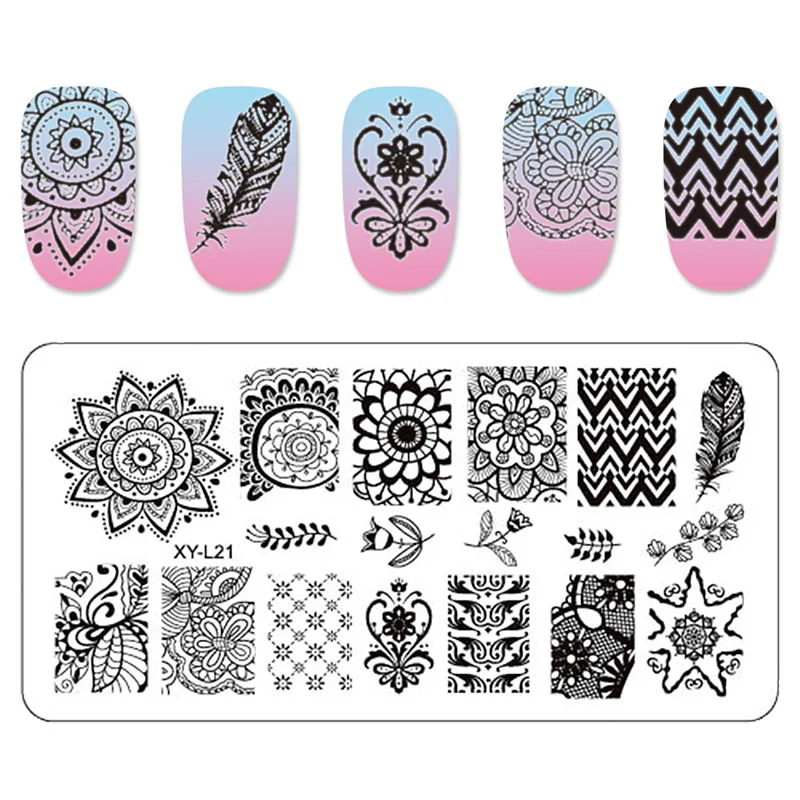 

Kimcci Nail Stamping Plates Flamingo Nail Template Mandala Maple Leaf Stamp Nail Art Stamp Image Template Manicure Stencil Tools