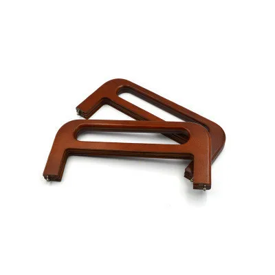 One Piece  31cm Long Wooden Purse Frame Diy Handbag Accessories Sewing Bag Wood Frame Bag Handle Parts With Screws Brown