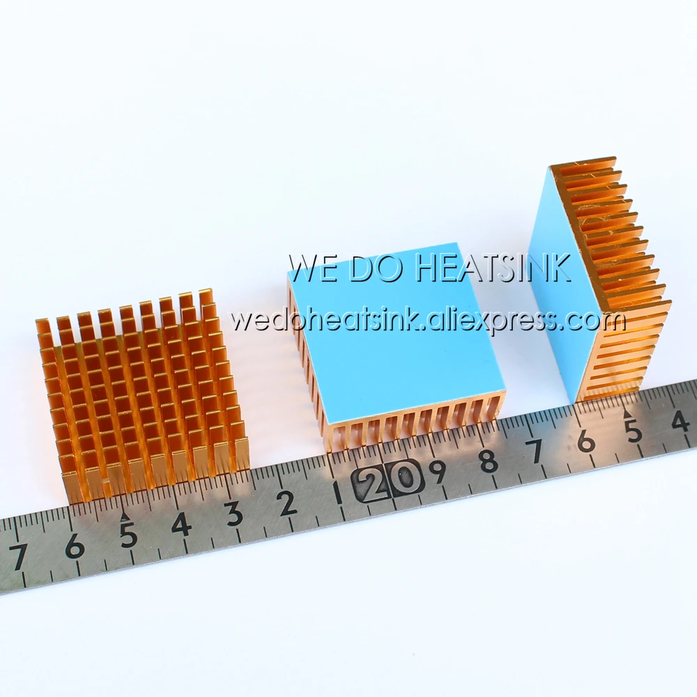 WE DO HEATSINK 5pcs 35x35x14mm Slot Anodized Aluminium Heatsink with Thermal Self-Adhesive Tape Cooling for VGA CPU BGA PC board