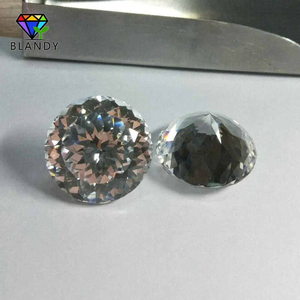 Factory Price 20~100mm Loose Corundum Stone 1pc/lot AAAAA Quality Round Cut White Sapphires Stone Synthetic Gems For Jewelry