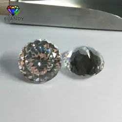 Factory Price 20~100mm Loose Corundum Stone 1pc/lot AAAAA Quality Round Cut White Sapphires Stone Synthetic Gems For Jewelry