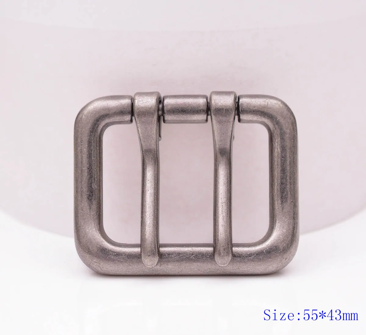 55*43MM  Me Silver Double Tongue Pin Prong DIY Metal Belt Buckle Fits 40MM Straps