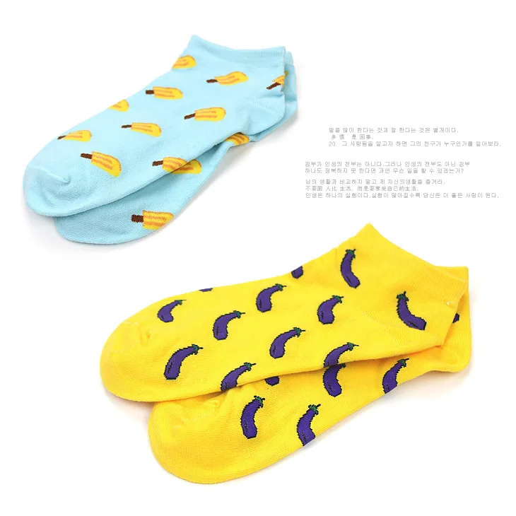 New Cute 11 fruit color love candy color cotton sock summer style women\'s socks women\'s thin sock slippers 1pair=2pcs ws186