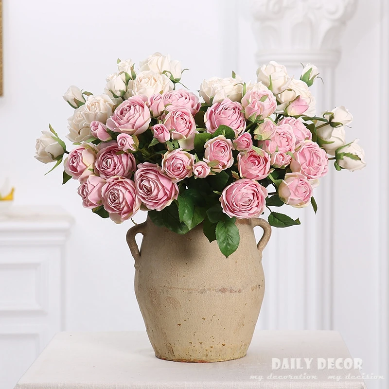 

10pcs /lot ! High quality 3 forks silk rose flowers wholesale fake flower artificial roses Rosa wedding decorative rose flowers