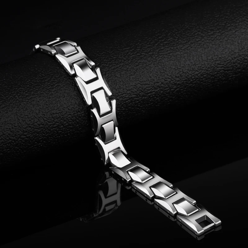 10.5mm Width High Polished Tungsten Carbide Bracelet with Magnet Stones & Germanium for Men Jewelry, Engraving