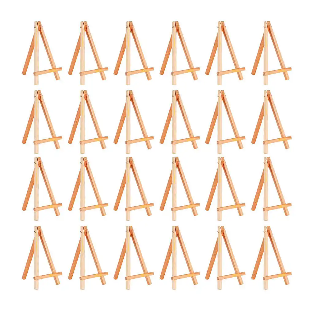 

24 Pack Mini Wood Display Easel Wood Easels Set For Paintings Craft Small Acrylics Oil Projects