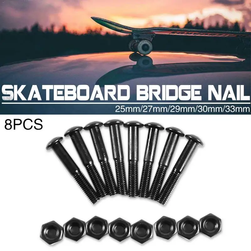 Skateboard Roda Empat Longboard Truckbolt Aksesoris 25/27/29/30/33Mm Set Sekrup Heksagonal Hitam Alat Pemasangan Sekrup Mur