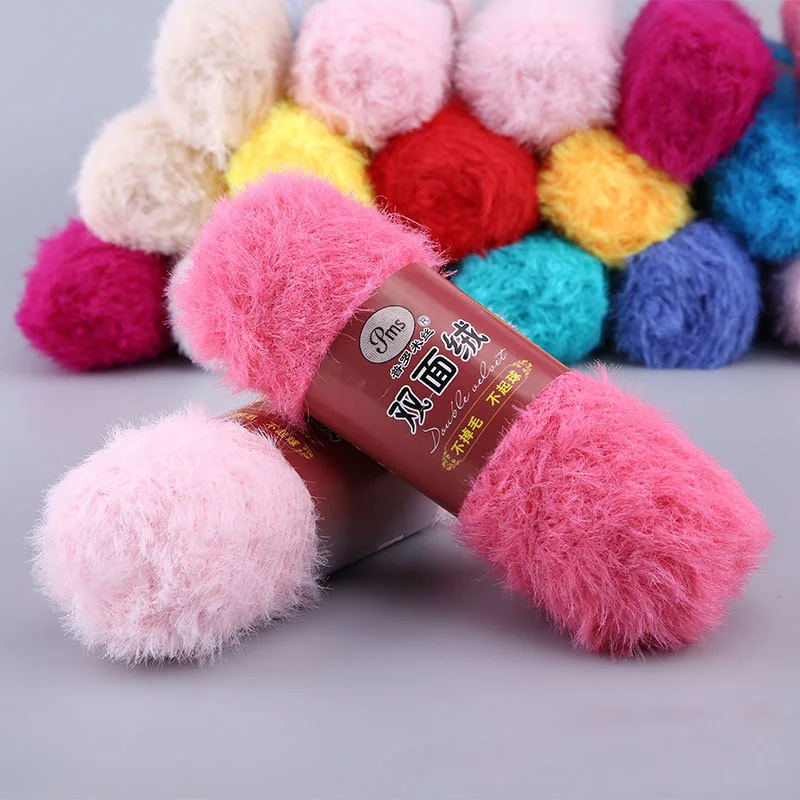 4balls/lot 400g Double-sided Long Hair Mink Cashmere Yarn 100% Nylon Coral Velvet Fur for Hand Knit Yarn Crochet Thread QW085