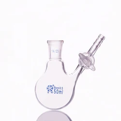 FAPE Single standard ground mouth reaction ball bottle, 25ml-250ml, Joint 14/23, Glass switch valve, Reaction Round bottom flask