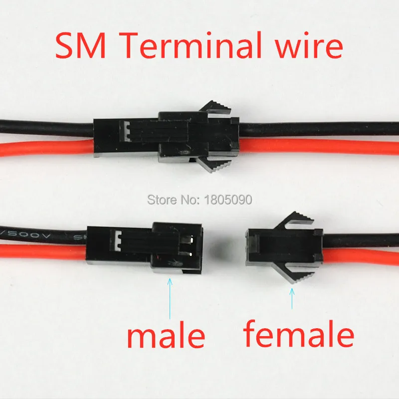 10Pairs 10cm Long JST SM Connector terminal wire 2Pin Plug Male to Female splice Wire Connectors red and black wire