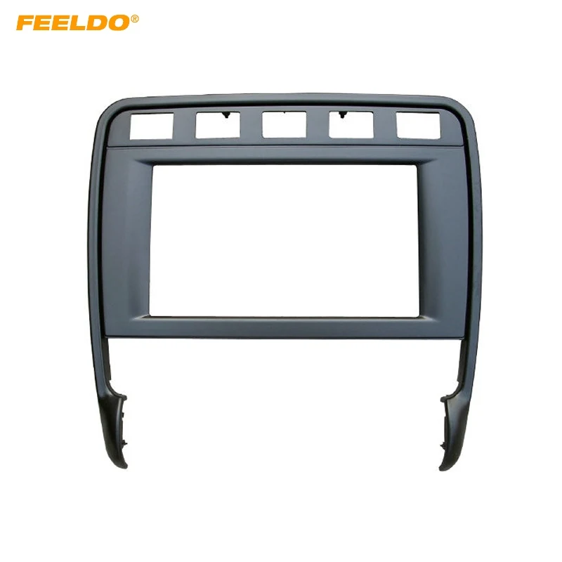 

FEELDO 2DIN Car Stereo Radio Fascia Plate Panel Frame for Porsche Cayenne Turbo 2009 CD/DVD Radio Panel Dashboard Frame Mount