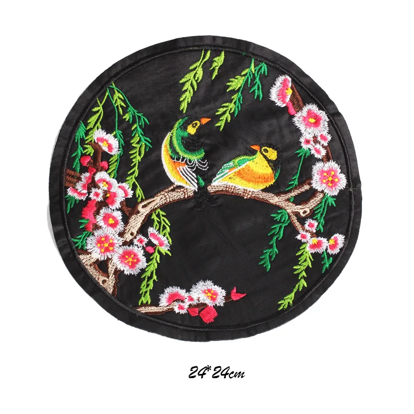 PGY Fish Lotus Embroidered Patches Sew On For Clothing DIY Applique Stickers Clothes Sew Badges Chinese Style Big Sticker