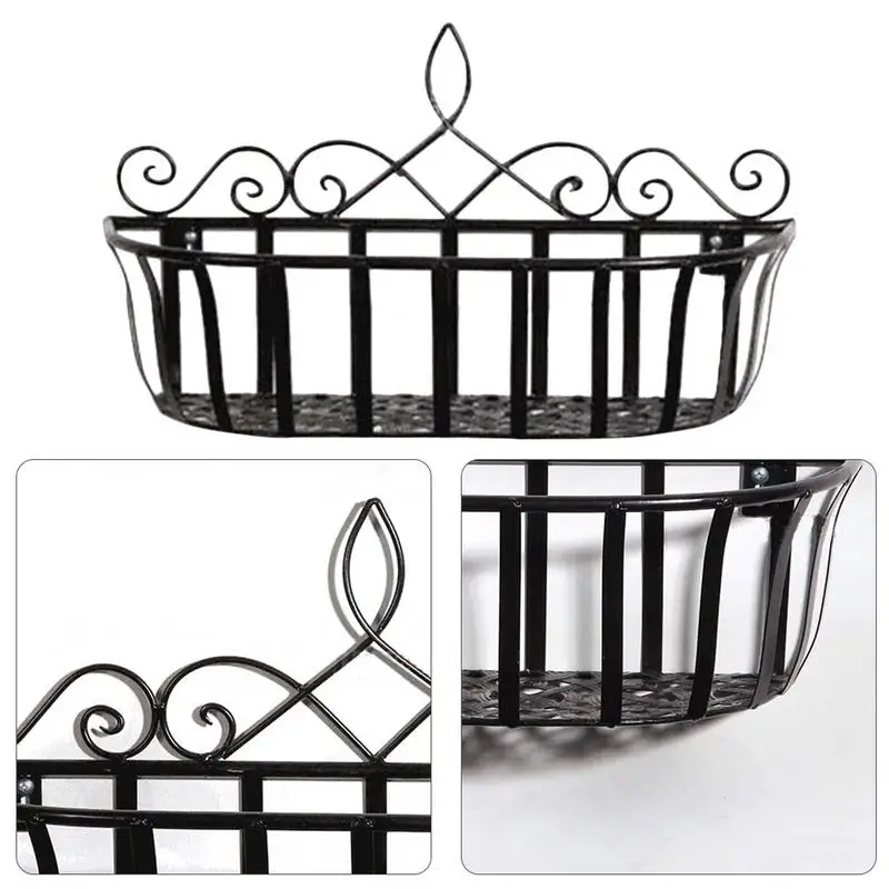 Wall Mounted Holder Hanging Flower Basket For Home Living Room Decorative Shelves Balcony Hanging Flower Pot Rack