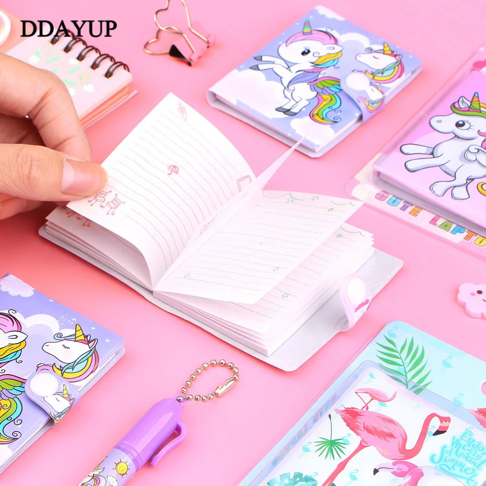 1 Set Leuke Eenhoorn Flamingo Memo Pad + Balpen Sticky Notes Memo Notepad Notebooks Gift Kawaii Briefpapier