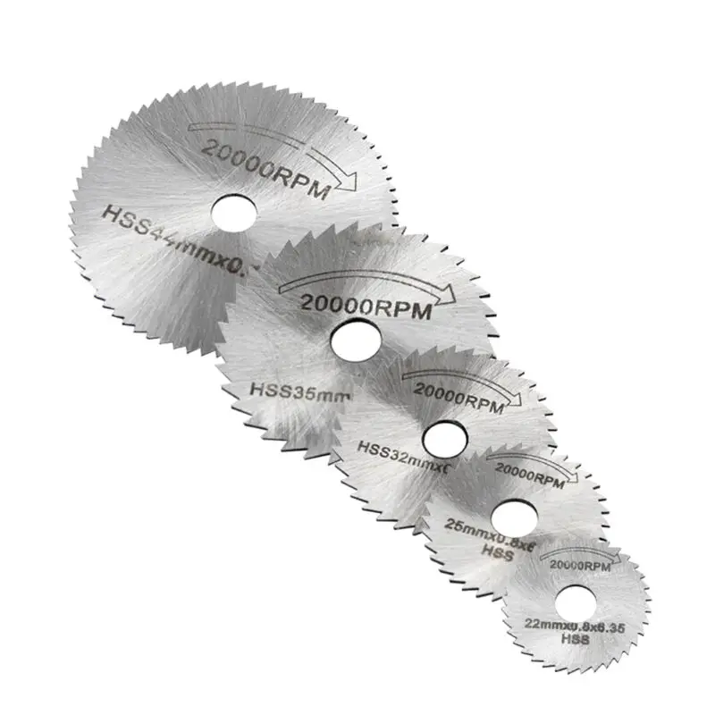 6pcs HSS Circular Cutting Saw Blade Cutter Discs 3.2mm Shank Mandrel for 22/25/32/35/44mm