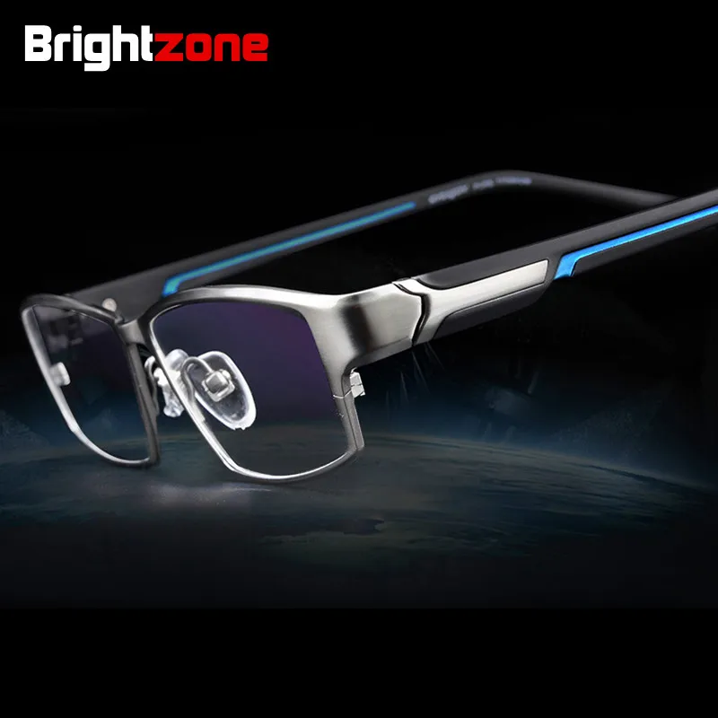 Brightzone Fashion Full Rim Ultra Light-weighted Flexible IP Electronic Plating Metal Titanium Rim Glasses Men Eyeglasses Frame