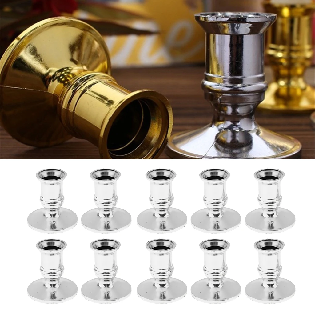 10pcs Plastic Modern Traditional Dinner Candlesticks Pillar Candle Base Holder