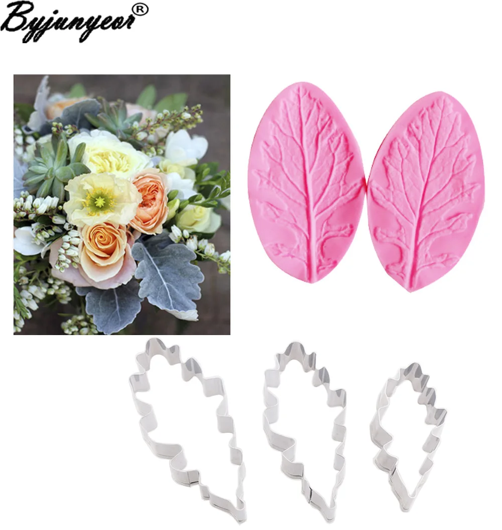 Senecio Cineraria Veiner Petal Flower Leaf Cake Decorating Tools Flower Fondant Mold Water Paper Sugar Clay Flower Moulds CS201