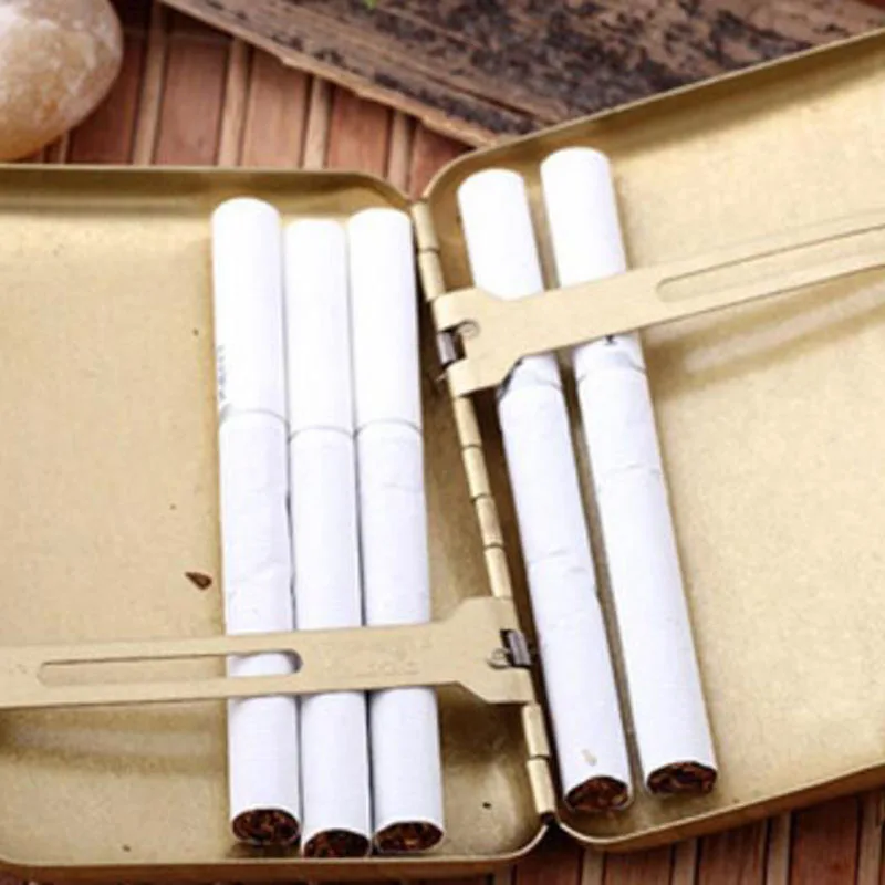 16 Cigarettes Mens Brass Pocket Cigarette Tobacco Storage Case Box Holder Metal