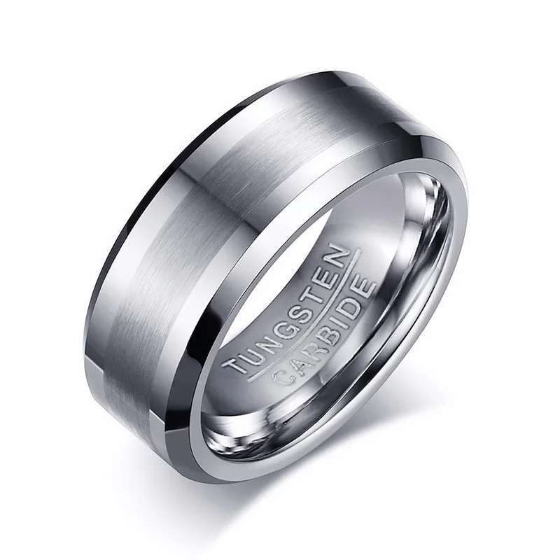 

8MM Classic Look Tungsten Carbide Matte Men's Ring in Tone Wedding Band Comfort fit Anel Aneis Male Jewelry