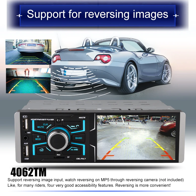 Support high-definition  4.1 inch touch screen car player support rear view function 4062TM