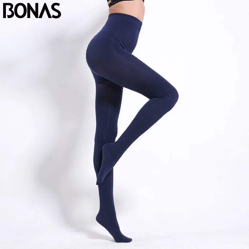 BONAS 80D Women Spring Tights High Elastic Solid  Autumn Pantyhose Women Sexy Slim Legins Female Tights Plus Size collant Femme