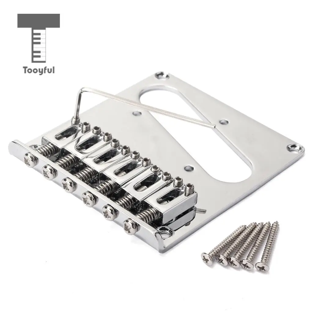 Chrome 6 Saddles Ashtray Bridge Tailpiece for Telecaster Tele TL Electric Guitar Replacement