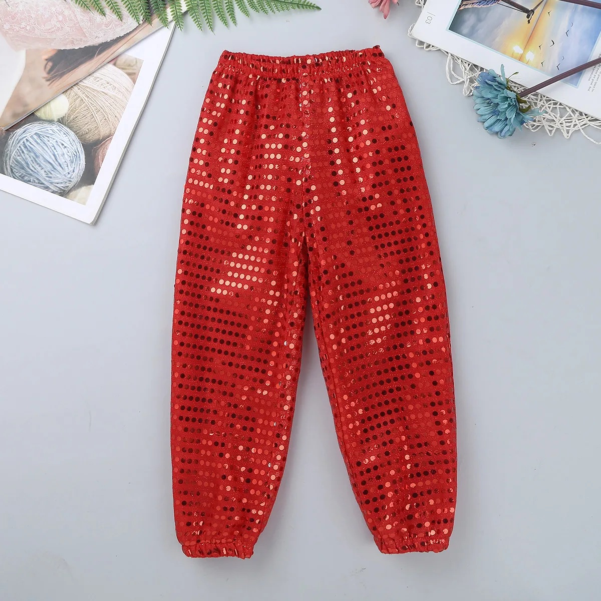 Kids Hip-hop Jazz Stage Performance Dance Costumes Girls Boys Street Dancing Shiny Sequins Dance Pants Trousers Dancewear