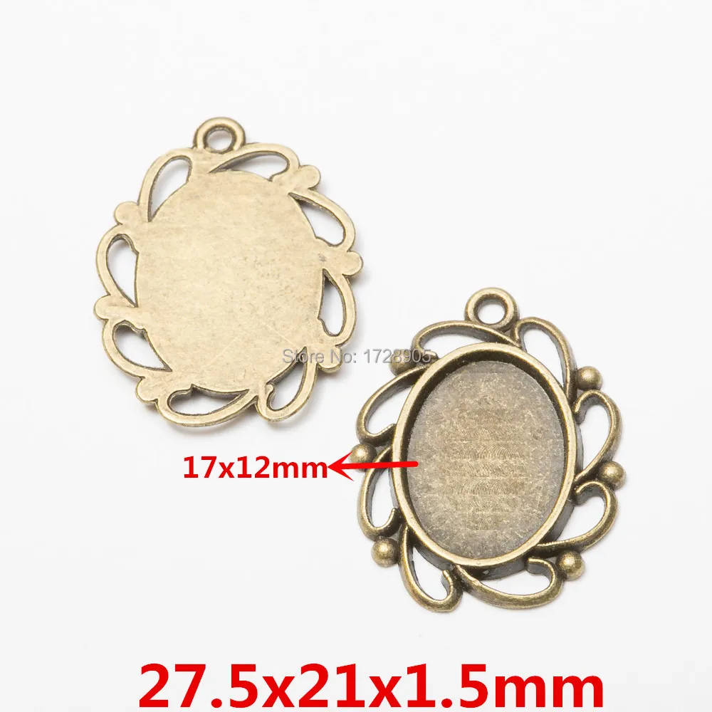 Bandeja de ajuste de Base Bazel, colgante chapado en bronce antiguo, cabujón de cristal ovalado, accesorios para collar de joyería DIY, 10 Uds. Para fabricación de joyas