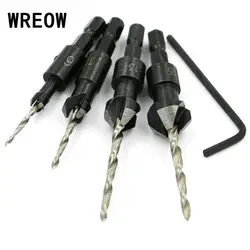 4PCS Countersink Woodworking Drill Bit Set Carpentry Quick Change Hex Shank For Screw Sizes #6 #10 #13 #16 Wood Drilling Tool E4
