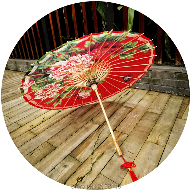 

Dia 50cm Chinese Handmade Craft Oiled Paper umbrella Ancient Festival Red Elegant Peony Child Wedding Decoration Dance Umbrella