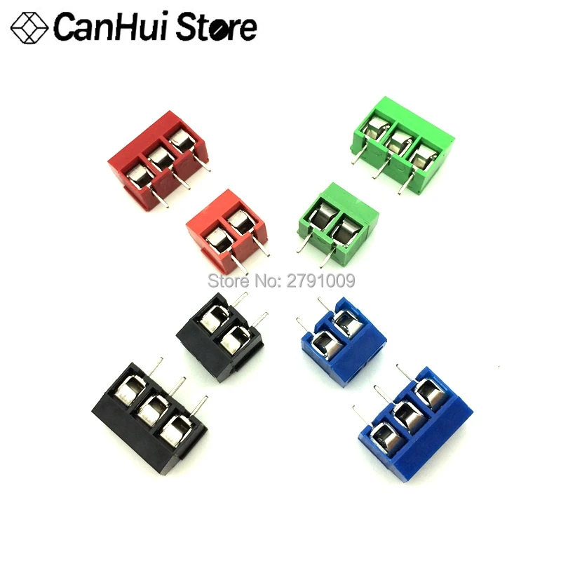 20 PCS KF301- 2P 3P screw 5.0mm terminal block 2 Pin 3 Pin pcb terminal block Connector Blue, green, red and black Selectable