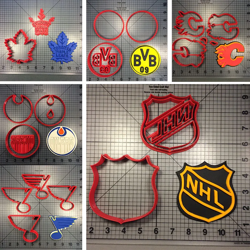 Sports Hockey Team Symbol Cookie Cutter Made 3D Printed Biscuit Mould Fondant Cupcake Top Cookie Cutter Set Cake Baking Tools