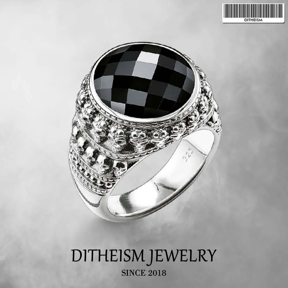 Pierścionek Czarny Owalny CZ Szkielet czaszki, 2018 Nowa biżuteria modowa 925 Sterling Silver Punk Party Prezent dla kobiet Mężczyźni Chłopiec Dziewczyny Kochanek