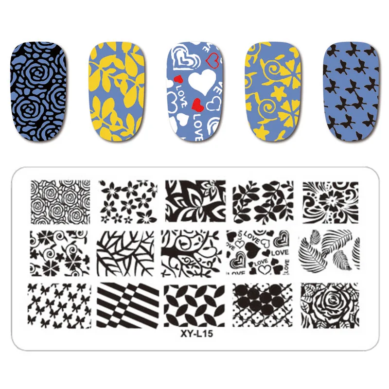 Kimcci Nail Stamping Plates Flamingo Nail Template Mandala Maple Leaf Stamp Nail Art Stamp Image Template Manicure Stencil Tools