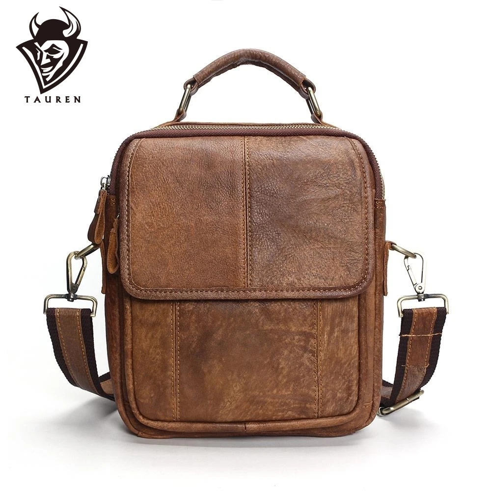 2021 New Genuine Leather Shoulder Bags Fashion Men Messenger Bag Small Ipad Male Tote Vintage Crossbody Men's Handbags