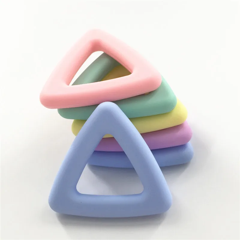 

Chenkai 50pcs BPA Free Silicone Triangle Teethers DIY Baby Charms Pacifier Dummy Montessori Sensory Cartoon Jewelry Making Toy