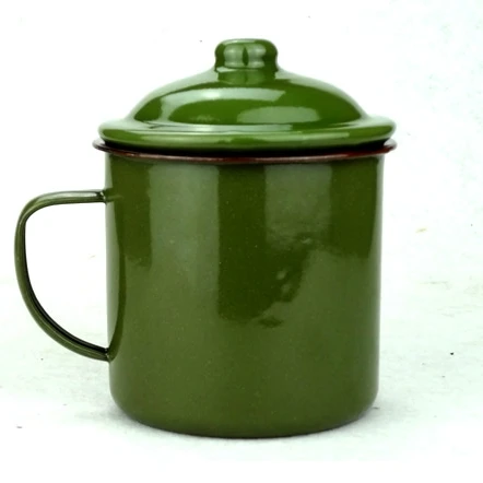 Army Green vintage Enamel Mug Forces Military Coffee Mug Tea old Chinese Mug Office Mug