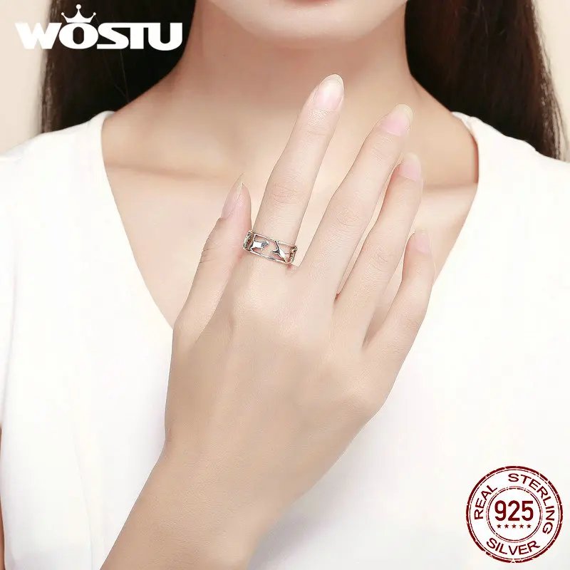 WOSTU 2019 New Arrival 925 Sterling Silver Happy Kitty Rings For Women Wedding Elegant Ring Romantic Simple Jewelry Gift  CQR473