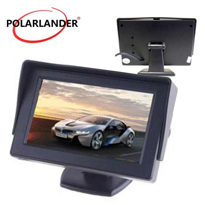 New 4.3 Inch color TFT Car Monitor 2 Video Input Car Monitor display Backup rear camera reverse priority