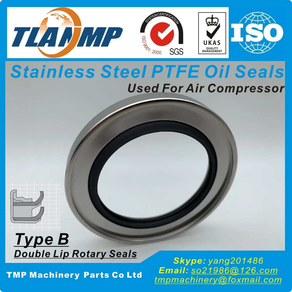 Shaft size 22/28mm Double Lip Rotary Seals 22*32/35/40*7mm , Type B Stainless steel PTFE Oil Seals