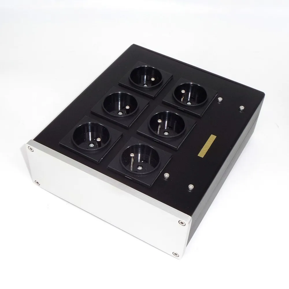 EU-6P-enchufe de CA europeo de 6 posiciones, filtro EMI, acondicionador de potencia, purificador de potencia, protección contra sobretensiones, enchufe de CA europeo