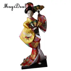 12inch Vintage Japanese Kimono Geisha Doll Figure in Yellow Clothes Home Decoration