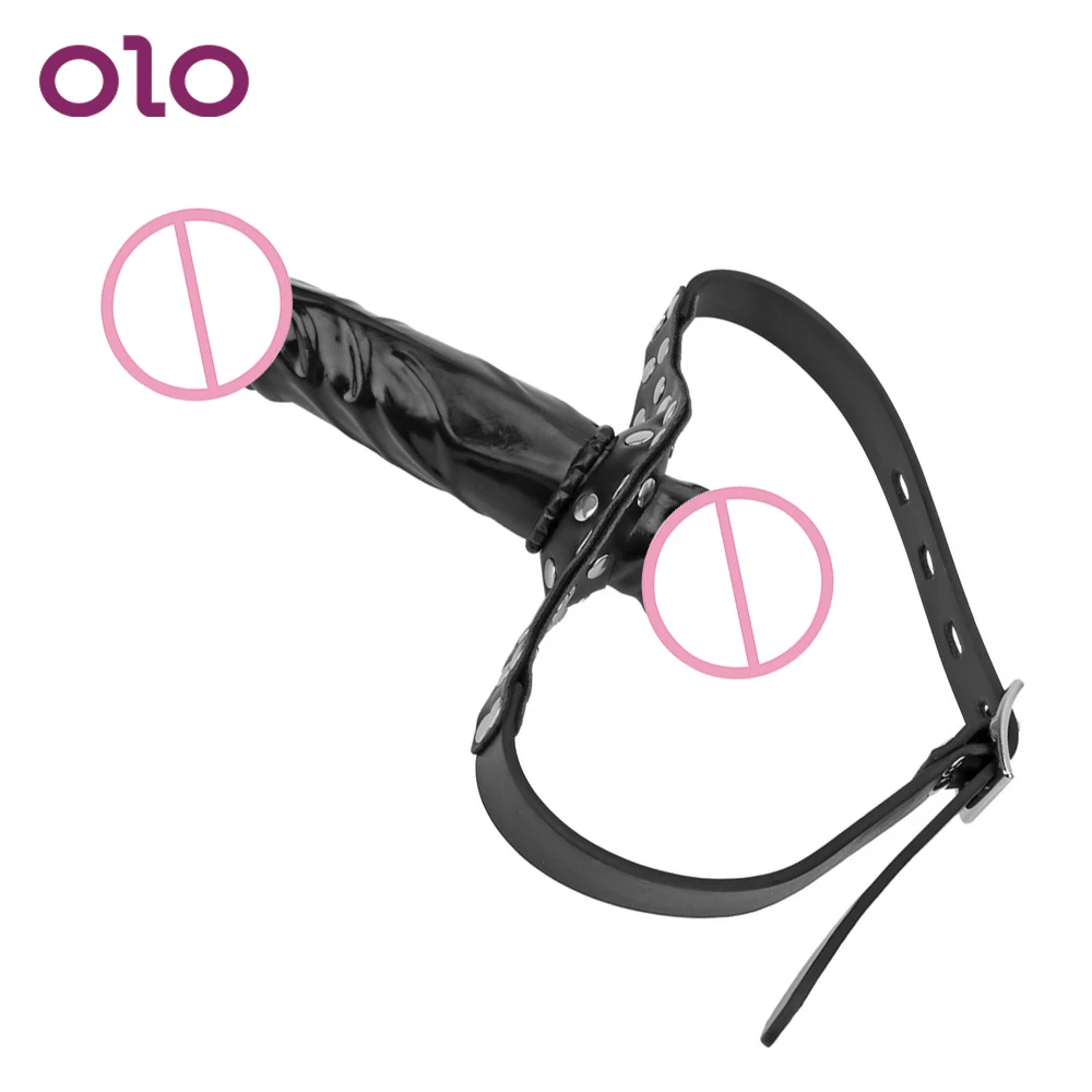 OLO Double-Ended Dildo Gag Head Strapon Mouth Gag Fetish SM Bondage Penis Harness Lesbian Sex Toys for Women Erotic Toys