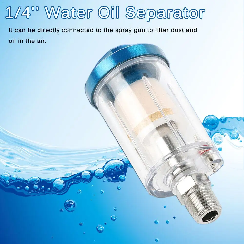 Inline 1/4'' Water Oil Separator Inline Air Hose Filter Moisture Trap For Compressor Spray Paint Gun New