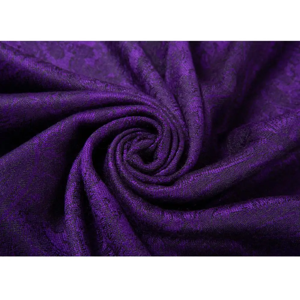 Pashimina Silk Paisley Scarf Jacquard Autumn Warp Winter Shawl Cashmere Hijab Long 2 Tones Soft High Quality Gift Purple Black