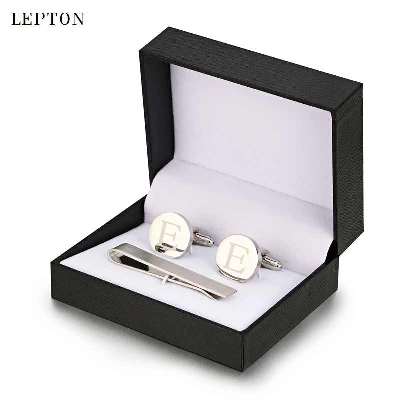

Letters Cufflinks & Tie Clips Set Silver Color Letters Of Lepton An Alphabet E Cufflinks For Mens Shirt Cuffs Cufflink Gemelos