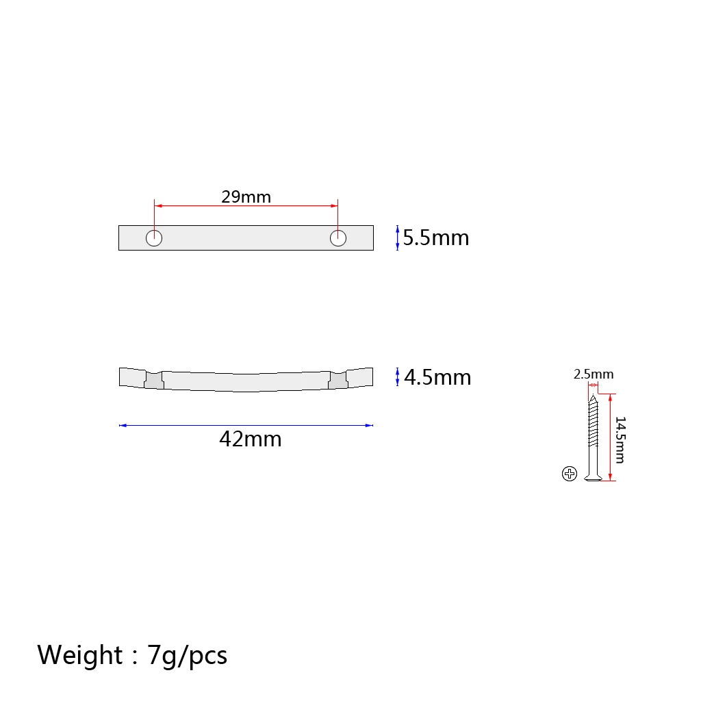 42mm String Retainer Bars Tension Bars  With Mounting screws For Electric Guitar Silver