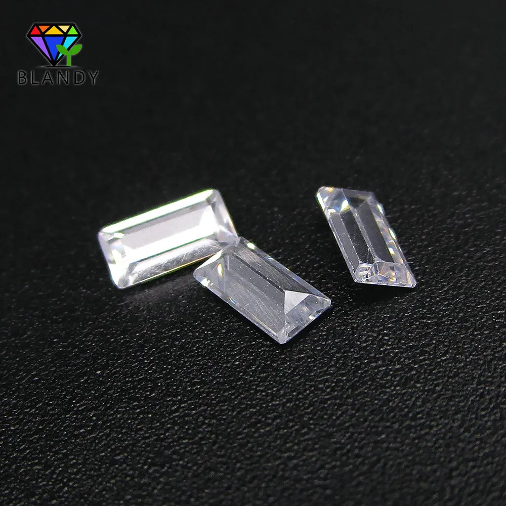 5A Quality CZ Stone 1.5*2mm~2*4mm Rectangle Shape Baguette Cut White Cubic Zirconia Synthetic Gems For Jewelry