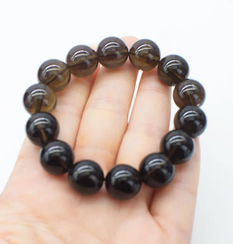 smoky quartz round  8/10/12/14/16/18mm bracelet 7.5inch FPPJ wholesale beads nature  gift